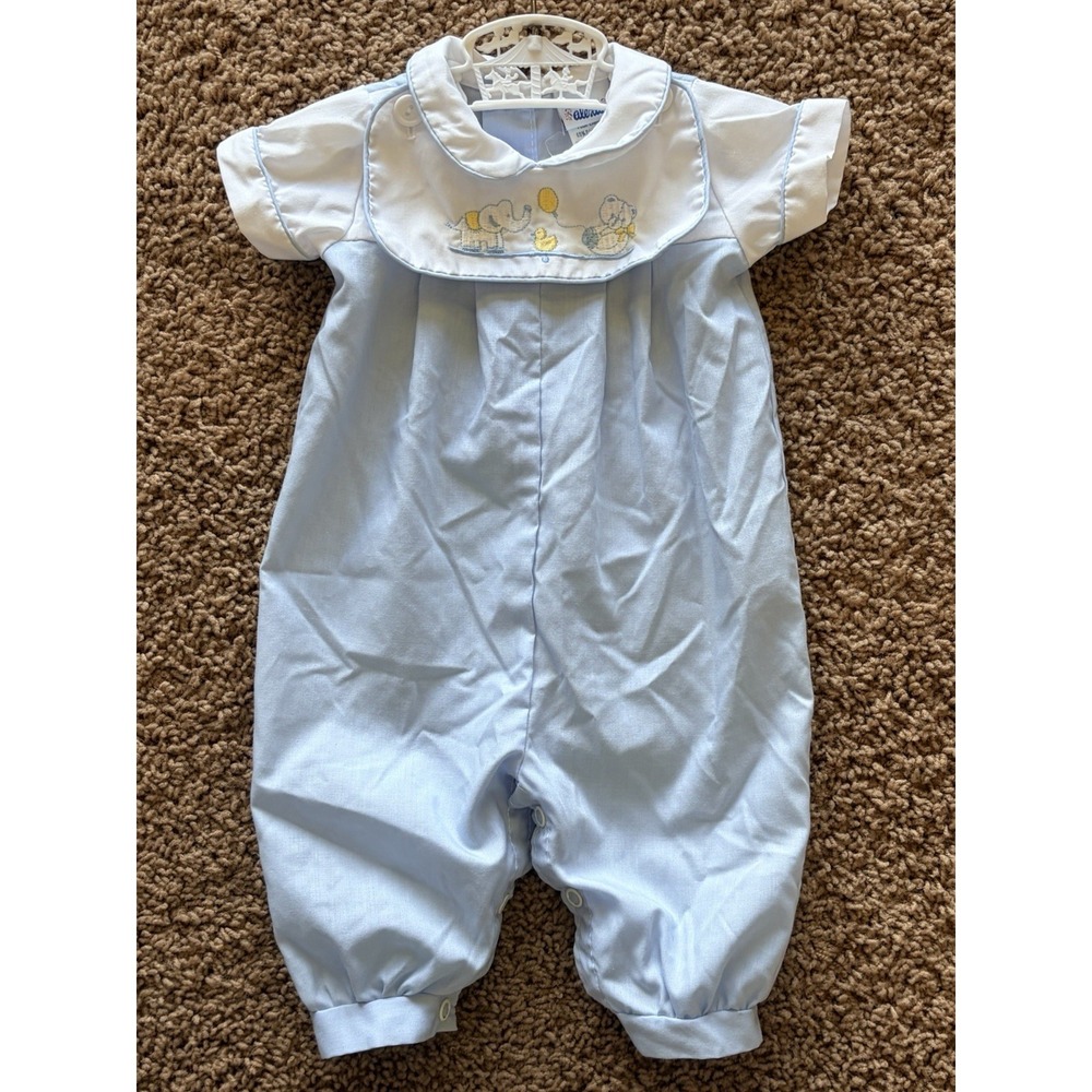 Vintage VTG Alexis Embroidered Animals 1pc Outfit Unisex Newborn Infant Baby USA